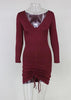 Vestido Curto Colado de Manga Longa