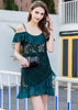 Vestido Curto de Renda com Babado