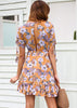 Vestido Curto Floral com Babado