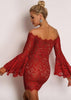 Vestido Curto Renda Ombro a Ombro