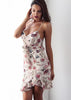 Vestido Curto Florido com Babado na Barra