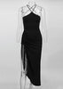 Vestido Irregular com Tiras Cruzadas