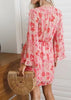 Vestido Florido Curto com Manga