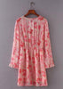 Vestido Florido Curto com Manga