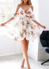 Vestido Estampado com Ombro Vazado Babado
