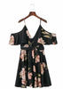 Vestido Estampado com Ombro Vazado Babado