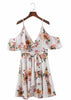 Vestido Estampado com Ombro Vazado Babado