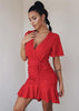 Vestido Decote transpassado com Babado para Festa
