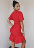 Vestido Decote transpassado com Babado para Festa