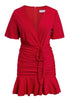 Vestido Decote transpassado com Babado para Festa