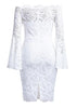 Vestido de Renda Ombro a Ombro Manga Flare