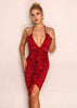 Vestido Frente Unica Curto Detalhe Franzido e Babado