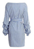 Vestido Listrado Transpassado Manga Longa