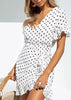 Vestido Transpassado Curto de Poá com Babado