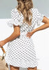 Vestido Transpassado Curto de Poá com Babado