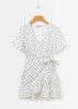 Vestido Transpassado Curto de Poá com Babado
