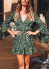 Vestido Transpassado Curto Manga Sino com Babado