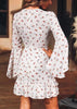 Vestido Transpassado Curto Manga Sino com Babado