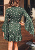 Vestido Transpassado Curto Manga Sino com Babado