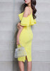 Vestido Tubinho Ombro Vazado com Babado