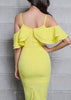 Vestido Tubinho Ombro Vazado com Babado