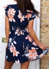 Vestido Curto Floral com Amarração no Decote