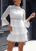 Vestido Renda Curto Manga Flare e Babado