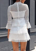 Vestido Renda Curto Manga Flare e Babado