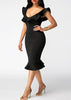 Vestido com Babado na Barra e no Ombro
