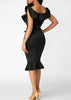 Vestido com Babado na Barra e no Ombro