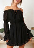 Vestido Ombro a Ombro Manga Sino