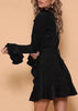 Vestido Preto Estampa Poá com Babado