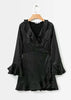 Vestido Preto Estampa Poá com Babado