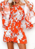 Vestido Ombro a Ombro Estampado Manga Flare