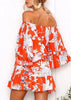Vestido Ombro a Ombro Estampado Manga Flare