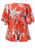 Vestido Ombro a Ombro Estampado Manga Flare