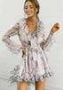 Vestido Manga Flare Estampado com Babado
