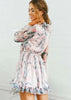 Vestido Manga Flare Estampado com Babado