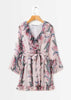 Vestido Manga Flare Estampado com Babado