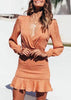 Vestido Estampado Curto com Babado
