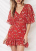 Vestido Curto Estampado com Babado