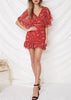 Vestido Curto Estampado com Babado