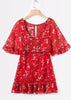 Vestido Curto Estampado com Babado