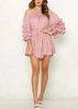 Vestido Ombro a Ombro Manga Flare com Babado