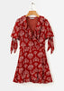 Vestido Curto Estampado com Babados