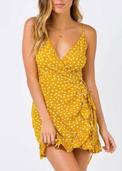 Vestido Transpassado Curto com Babado