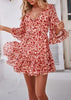 Vestido Floral Curto com Trançado nas Costas