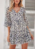 Vestido Floral Curto com Trançado nas Costas