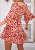 Vestido Floral Curto com Trançado nas Costas