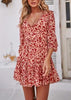 Vestido Floral Curto com Trançado nas Costas